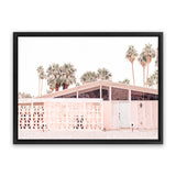 Shop Palm Springs Pink Building Photo Canvas Art Print-Boho, Landscape, Neutrals, Photography, Photography Canvas Prints, Pink, View All-framed wall decor artwork