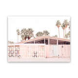 Shop Palm Springs Pink Building Photo Canvas Art Print-Boho, Landscape, Neutrals, Photography, Photography Canvas Prints, Pink, View All-framed wall decor artwork