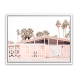 Shop Palm Springs Pink Building Photo Canvas Art Print-Boho, Landscape, Neutrals, Photography, Photography Canvas Prints, Pink, View All-framed wall decor artwork