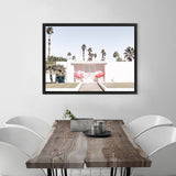 Shop Palm Springs Pink Door Photo Canvas Art Print-Boho, Green, Landscape, Photography, Photography Canvas Prints, Pink, Tropical, View All-framed wall decor artwork