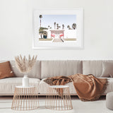 Shop Palm Springs Pink Door Photo Art Print-Boho, Green, Landscape, Photography, Pink, Tropical, View All-framed poster wall decor artwork