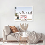 Shop Palm Springs Pink Door Photo Art Print-Boho, Green, Landscape, Photography, Pink, Tropical, View All-framed poster wall decor artwork