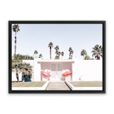 Shop Palm Springs Pink Door Photo Canvas Art Print-Boho, Green, Landscape, Photography, Photography Canvas Prints, Pink, Tropical, View All-framed wall decor artwork