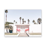 Shop Palm Springs Pink Door Photo Canvas Art Print-Boho, Green, Landscape, Photography, Photography Canvas Prints, Pink, Tropical, View All-framed wall decor artwork