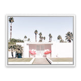 Shop Palm Springs Pink Door Photo Canvas Art Print-Boho, Green, Landscape, Photography, Photography Canvas Prints, Pink, Tropical, View All-framed wall decor artwork