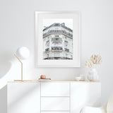 Shop Paris Building I Art Print-Grey, Hamptons, Portrait, View All, White-framed painted poster wall decor artwork