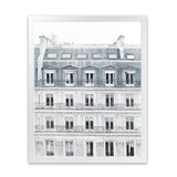 Shop Paris Building II Art Print-Grey, Hamptons, Portrait, View All, White-framed painted poster wall decor artwork