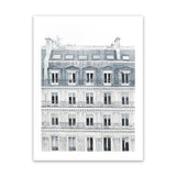 Shop Paris Building II Art Print-Grey, Hamptons, Portrait, View All, White-framed painted poster wall decor artwork