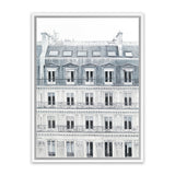 Shop Paris Building II Canvas Art Print-Grey, Hamptons, Portrait, View All, White-framed wall decor artwork