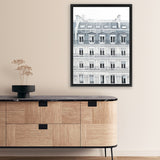 Shop Paris Building II Canvas Art Print-Grey, Hamptons, Portrait, View All, White-framed wall decor artwork