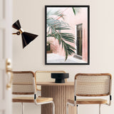 Shop Palm Doorway I Canvas Art Print-Boho, Coastal, Green, Pink, Portrait, Tropical, View All-framed wall decor artwork