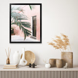 Shop Palm Doorway I Art Print-Boho, Coastal, Green, Pink, Portrait, Tropical, View All-framed painted poster wall decor artwork