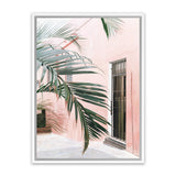Shop Palm Doorway I Canvas Art Print-Boho, Coastal, Green, Pink, Portrait, Tropical, View All-framed wall decor artwork