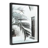 Shop Palm Doorway II Canvas Art Print-Boho, Coastal, Green, Portrait, Tropical, View All, White-framed wall decor artwork