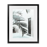 Shop Palm Doorway II Art Print-Boho, Coastal, Green, Portrait, Tropical, View All, White-framed painted poster wall decor artwork
