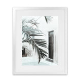 Shop Palm Doorway II Art Print-Boho, Coastal, Green, Portrait, Tropical, View All, White-framed painted poster wall decor artwork