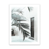 Shop Palm Doorway II Art Print-Boho, Coastal, Green, Portrait, Tropical, View All, White-framed painted poster wall decor artwork