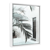 Shop Palm Doorway II Canvas Art Print-Boho, Coastal, Green, Portrait, Tropical, View All, White-framed wall decor artwork