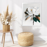 Shop White Magnolia I Art Print-Florals, Hamptons, Portrait, View All, White-framed painted poster wall decor artwork