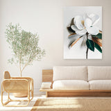 Shop White Magnolia I Canvas Art Print-Florals, Hamptons, Portrait, View All, White-framed wall decor artwork