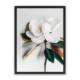 Shop White Magnolia I Canvas Art Print-Florals, Hamptons, Portrait, View All, White-framed wall decor artwork