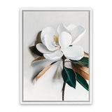 Shop White Magnolia I Canvas Art Print-Florals, Hamptons, Portrait, View All, White-framed wall decor artwork