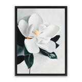 Shop White Magnolia II Canvas Art Print-Florals, Green, Hamptons, Portrait, View All, White-framed wall decor artwork