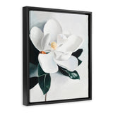 Shop White Magnolia II Canvas Art Print-Florals, Green, Hamptons, Portrait, View All, White-framed wall decor artwork