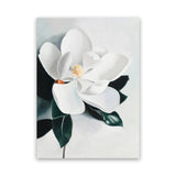Shop White Magnolia II Canvas Art Print-Florals, Green, Hamptons, Portrait, View All, White-framed wall decor artwork