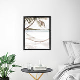 Shop Island Hammock Photo Art Print-Boho, Coastal, Green, Neutrals, Photography, Portrait, Tropical, View All, White-framed poster wall decor artwork