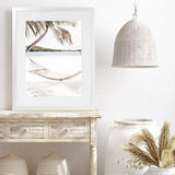 Shop Island Hammock Photo Art Print-Boho, Coastal, Green, Neutrals, Photography, Portrait, Tropical, View All, White-framed poster wall decor artwork