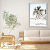 Shop Palm Shadow Photo Canvas Art Print-Boho, Coastal, Green, Hamptons, Photography, Photography Canvas Prints, Portrait, Tropical, View All, White-framed wall decor artwork