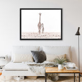 Shop Giraffes II Photo Canvas Print-Animals, Baby Nursery, Landscape, Neutrals, Photography Canvas Prints, View All, White-framed wall decor artwork