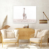 Shop Giraffes II Photo Canvas Print-Animals, Baby Nursery, Landscape, Neutrals, Photography Canvas Prints, View All, White-framed wall decor artwork