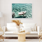 Shop Capri Boat I Photo Canvas Art Print-Amalfi Coast Italy, Blue, Coastal, Green, Landscape, Photography, Photography Canvas Prints, View All-framed wall decor artwork