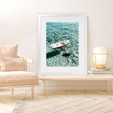 Shop Capri Boat II Photo Art Print-Amalfi Coast Italy, Blue, Coastal, Green, Photography, Portrait, View All-framed poster wall decor artwork