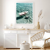 Shop Capri Boat II Photo Art Print-Amalfi Coast Italy, Blue, Coastal, Green, Photography, Portrait, View All-framed poster wall decor artwork