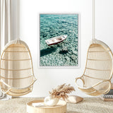 Shop Capri Boat II Photo Canvas Art Print-Amalfi Coast Italy, Blue, Coastal, Green, Photography, Photography Canvas Prints, Portrait, View All-framed wall decor artwork