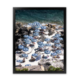 Shop La Fontelina From Above I Photo Art Print-Blue, Coastal, Photography, Portrait, View All-framed poster wall decor artwork