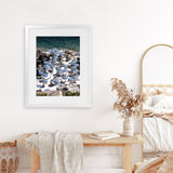 Shop La Fontelina From Above I Photo Art Print-Blue, Coastal, Photography, Portrait, View All-framed poster wall decor artwork