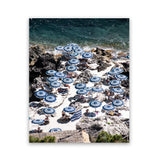 Shop La Fontelina From Above I Photo Art Print-Blue, Coastal, Photography, Portrait, View All-framed poster wall decor artwork