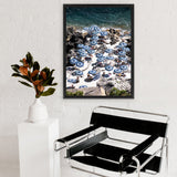 Shop La Fontelina From Above I Photo Canvas Print-Blue, Coastal, Photography Canvas Prints, Portrait, View All-framed wall decor artwork