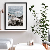 Shop Fontelina Chairs Photo Art Print-Amalfi Coast Italy, Blue, Brown, Coastal, Photography, Portrait, View All-framed poster wall decor artwork