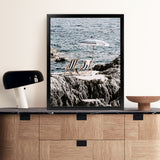 Shop Fontelina Chairs Photo Art Print-Amalfi Coast Italy, Blue, Brown, Coastal, Photography, Portrait, View All-framed poster wall decor artwork