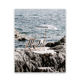 Shop Fontelina Chairs Photo Art Print-Amalfi Coast Italy, Blue, Brown, Coastal, Photography, Portrait, View All-framed poster wall decor artwork