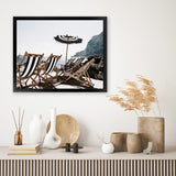 Shop Fontelina Chairs II Photo Art Print-Amalfi Coast Italy, Blue, Brown, Coastal, Landscape, Photography, View All-framed poster wall decor artwork