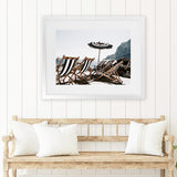 Shop Fontelina Chairs II Photo Art Print-Amalfi Coast Italy, Blue, Brown, Coastal, Landscape, Photography, View All-framed poster wall decor artwork