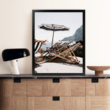 Shop Fontelina Chairs III Photo Art Print-Amalfi Coast Italy, Blue, Brown, Coastal, Photography, Portrait, View All-framed poster wall decor artwork