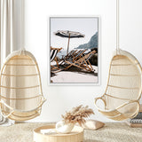 Shop Fontelina Chairs III Photo Canvas Art Print-Amalfi Coast Italy, Blue, Brown, Coastal, Photography, Photography Canvas Prints, Portrait, View All-framed wall decor artwork