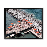 Shop Sorrento Orange Umbrellas I Photo Art Print-Amalfi Coast Italy, Blue, Coastal, Landscape, Orange, Photography, View All-framed poster wall decor artwork